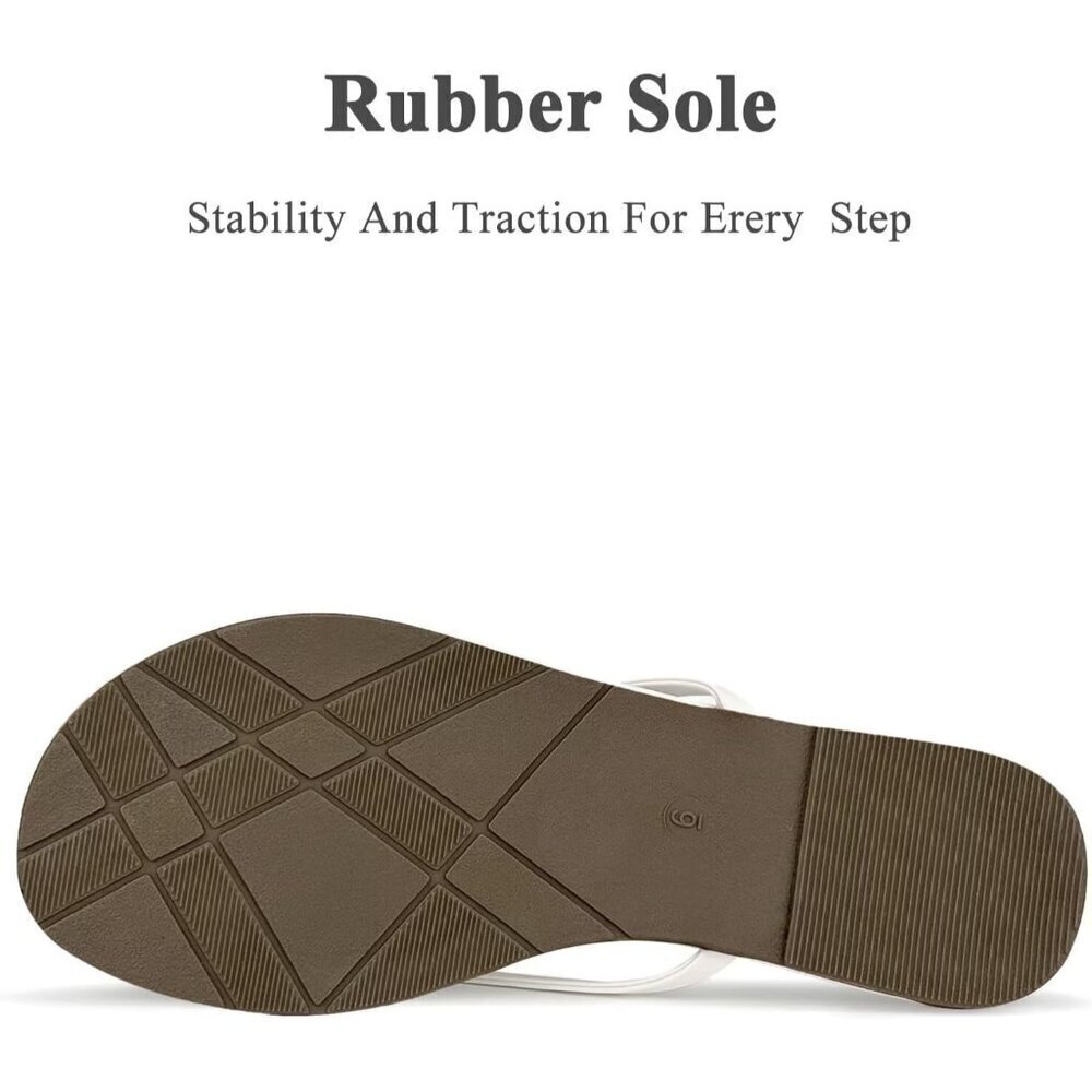 🆕 Flat Leather Thong Sandals Women’s Comfy Dressy Flip Flops - Picture 4 of 5